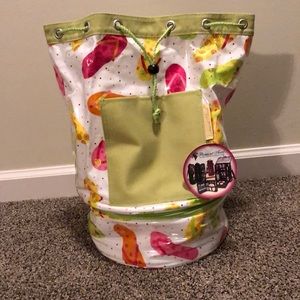 Picnic at Ascot Wine & Cheese Collection Tote Bag Backpack Flip Flop Pattern NWT